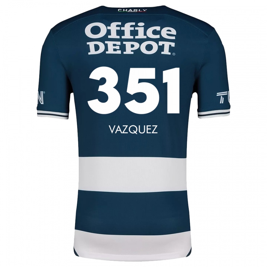 Niño Camiseta Maximo Vázquez #351 Azul Blanco 1ª Equipación 2024/25 La Camisa