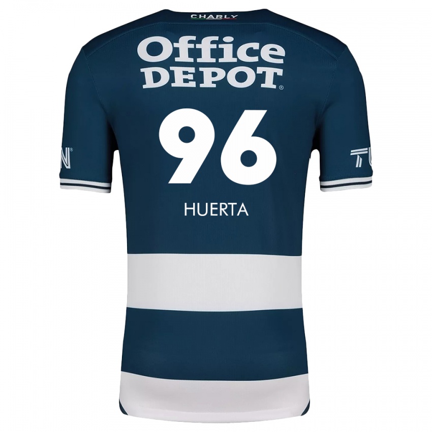 Niño Camiseta Edwin Huerta #96 Azul Blanco 1ª Equipación 2024/25 La Camisa