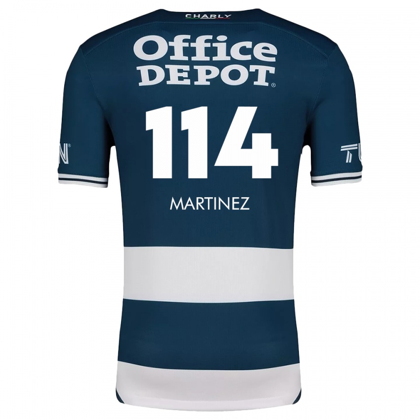 Niño Camiseta Jesús Martínez #114 Azul Blanco 1ª Equipación 2024/25 La Camisa