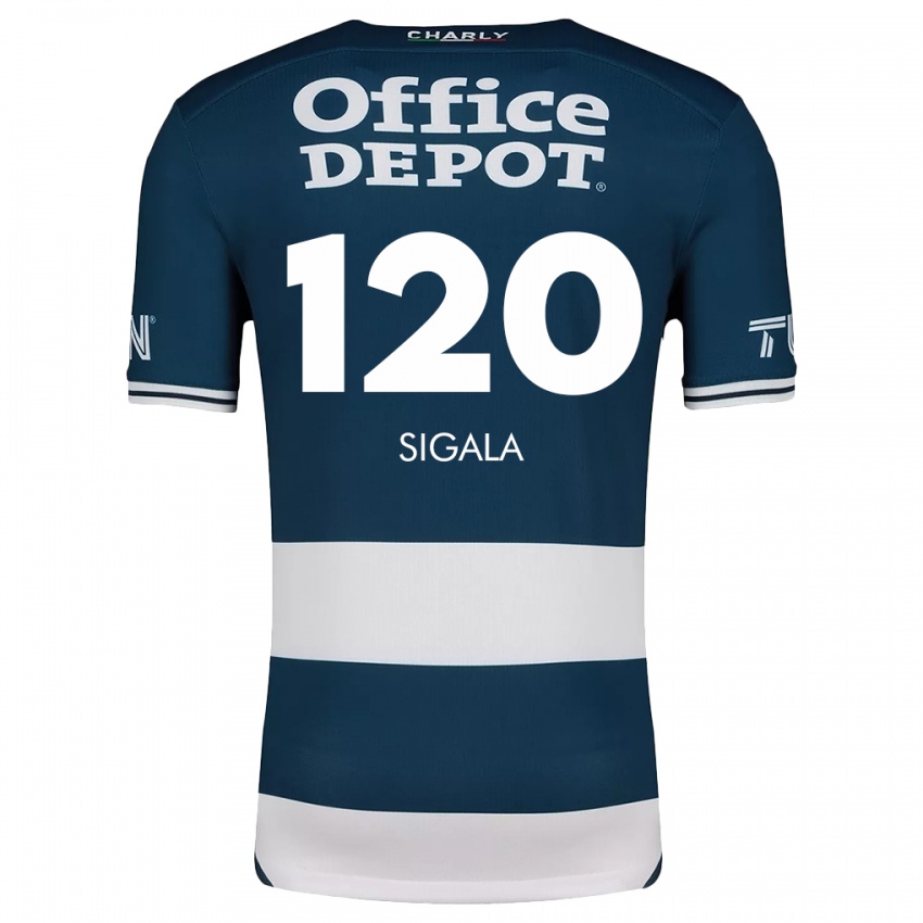 Niño Camiseta Juan Sigala #120 Azul Blanco 1ª Equipación 2024/25 La Camisa