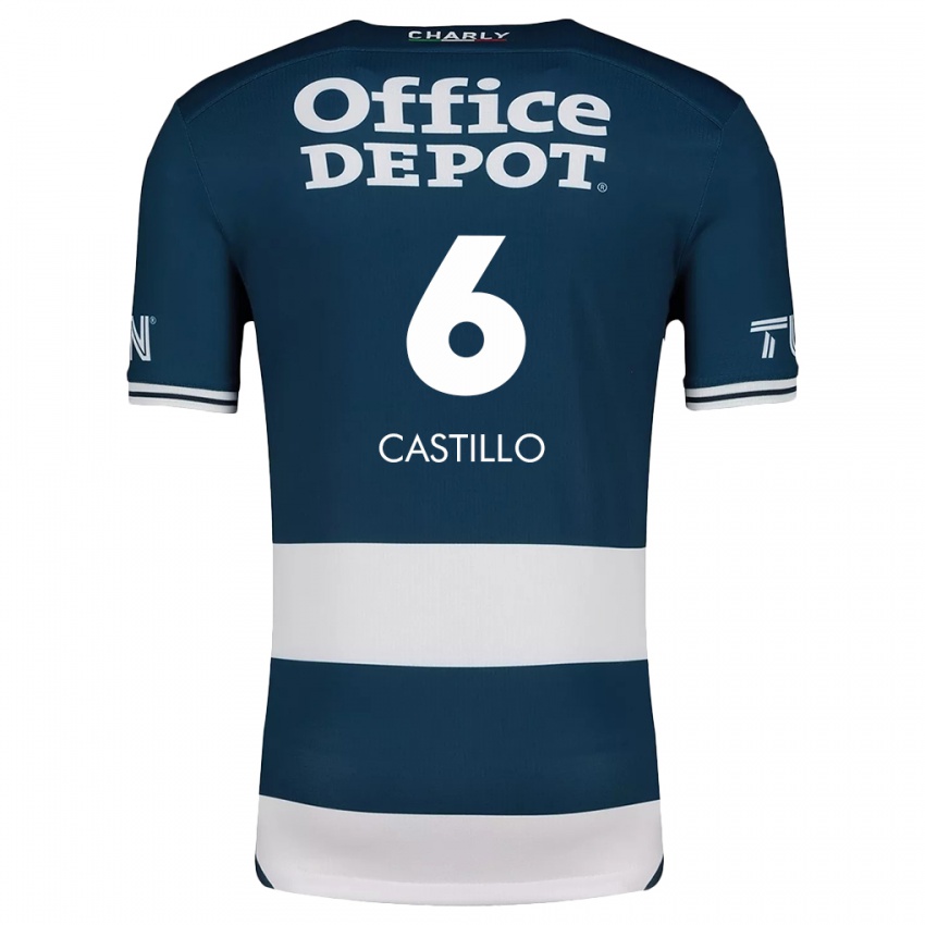 Niño Camiseta Byron Castillo #6 Azul Blanco 1ª Equipación 2024/25 La Camisa