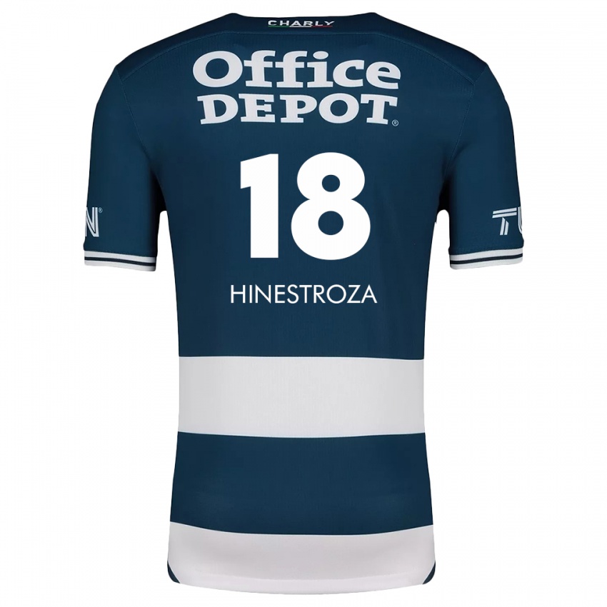 Niño Camiseta Marino Hinestroza #18 Azul Blanco 1ª Equipación 2024/25 La Camisa