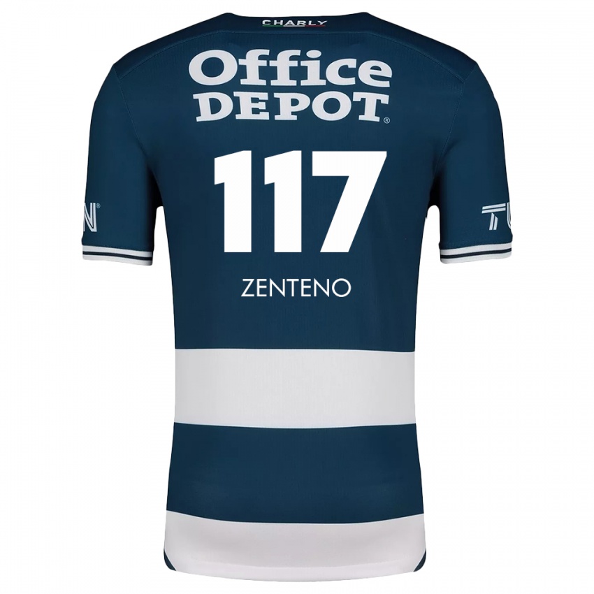 Niño Camiseta Gustavo Zenteno #117 Azul Blanco 1ª Equipación 2024/25 La Camisa