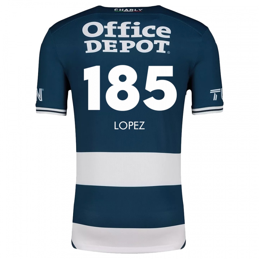 Niño Camiseta René López #185 Azul Blanco 1ª Equipación 2024/25 La Camisa