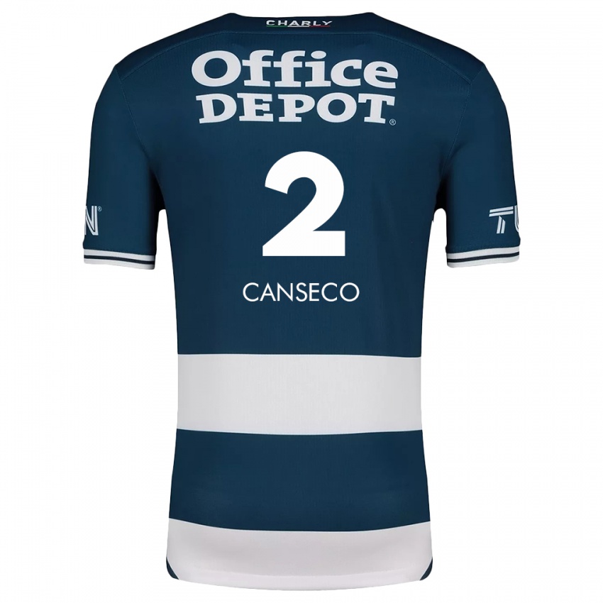 Niño Camiseta Fernanda Canseco #2 Azul Blanco 1ª Equipación 2024/25 La Camisa