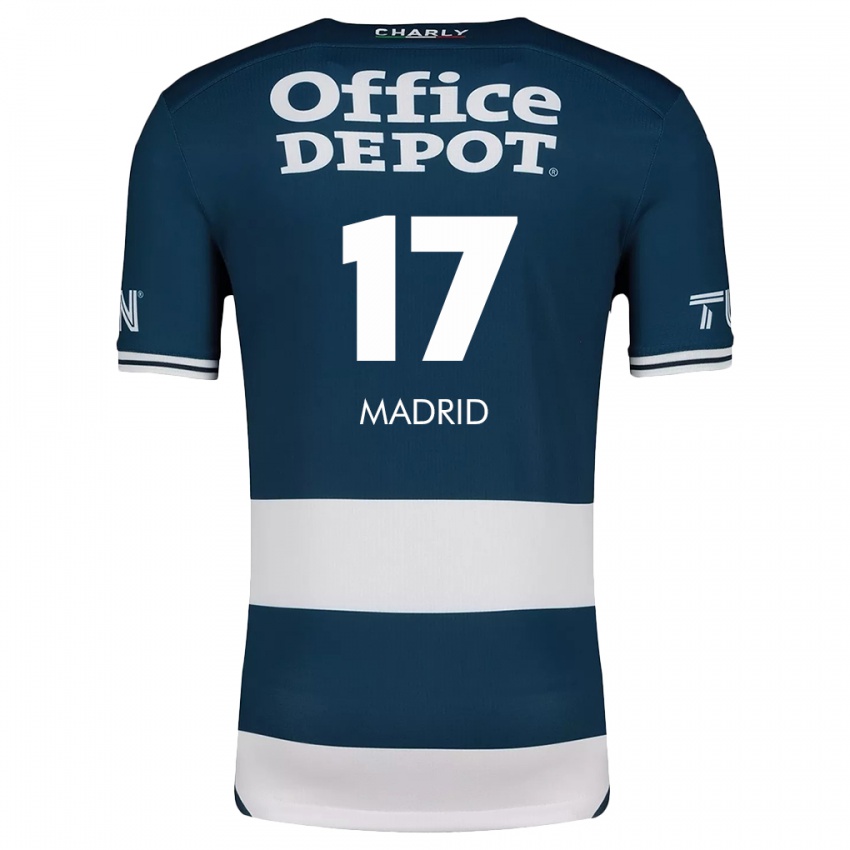 Niño Camiseta Yanín Madrid #17 Azul Blanco 1ª Equipación 2024/25 La Camisa