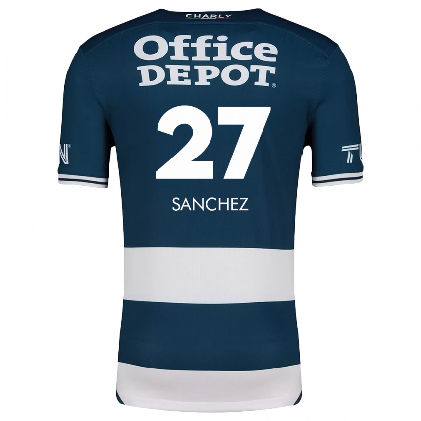 Niño Camiseta Ella Sanchez #27 Azul Blanco 1ª Equipación 2024/25 La Camisa