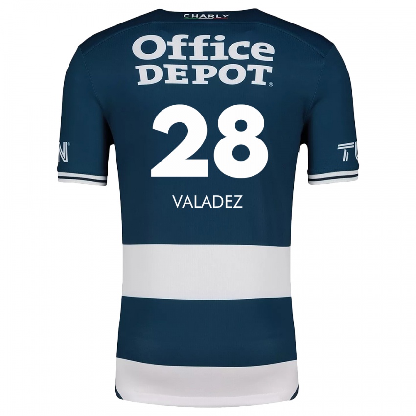 Niño Camiseta Julia Valadez #28 Azul Blanco 1ª Equipación 2024/25 La Camisa