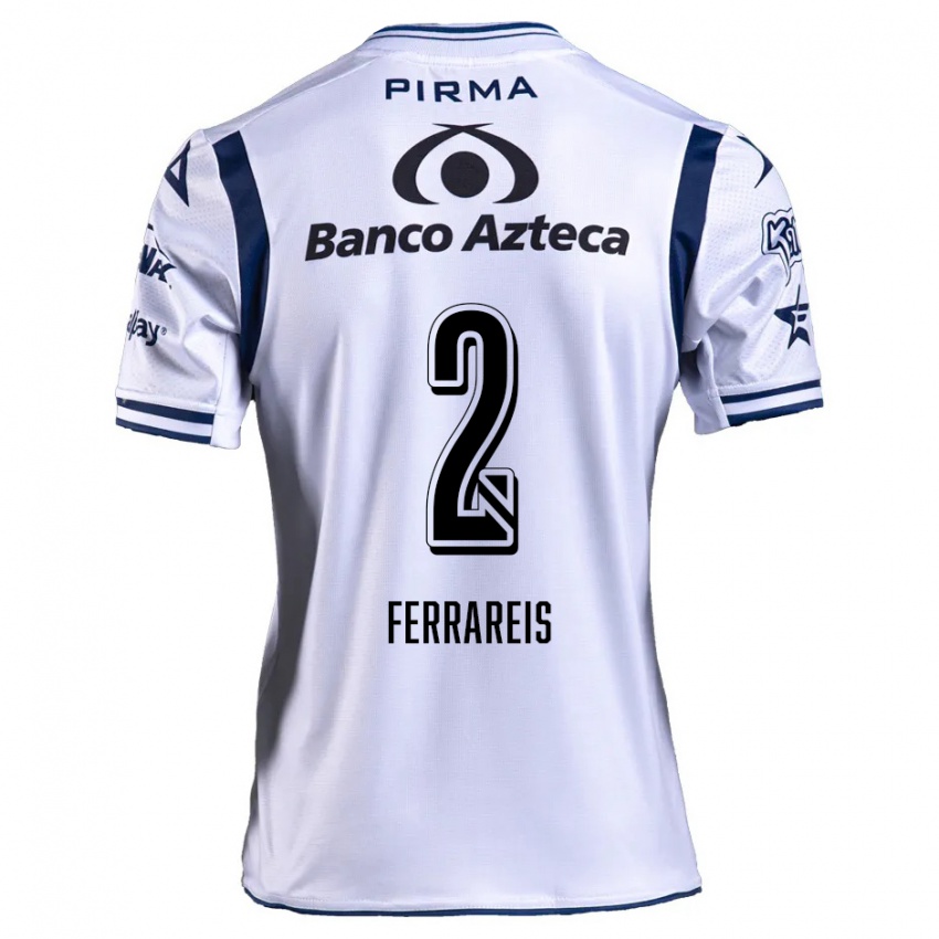 Niño Camiseta Gustavo Ferrareis #2 Blanco Azul Marino 1ª Equipación 2024/25 La Camisa