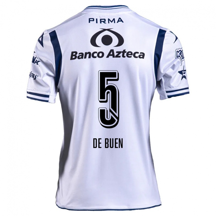 Niño Camiseta Diego De Buen #5 Blanco Azul Marino 1ª Equipación 2024/25 La Camisa