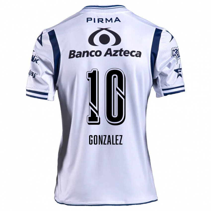 Niño Camiseta Jair González #10 Blanco Azul Marino 1ª Equipación 2024/25 La Camisa