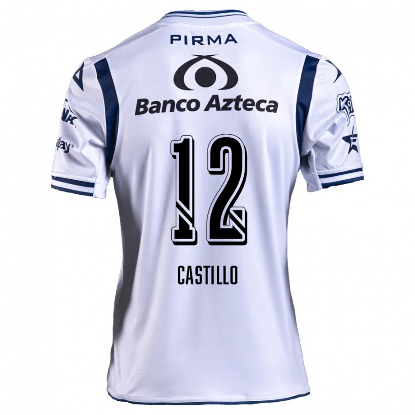 Niño Camiseta Raúl Castillo #12 Blanco Azul Marino 1ª Equipación 2024/25 La Camisa