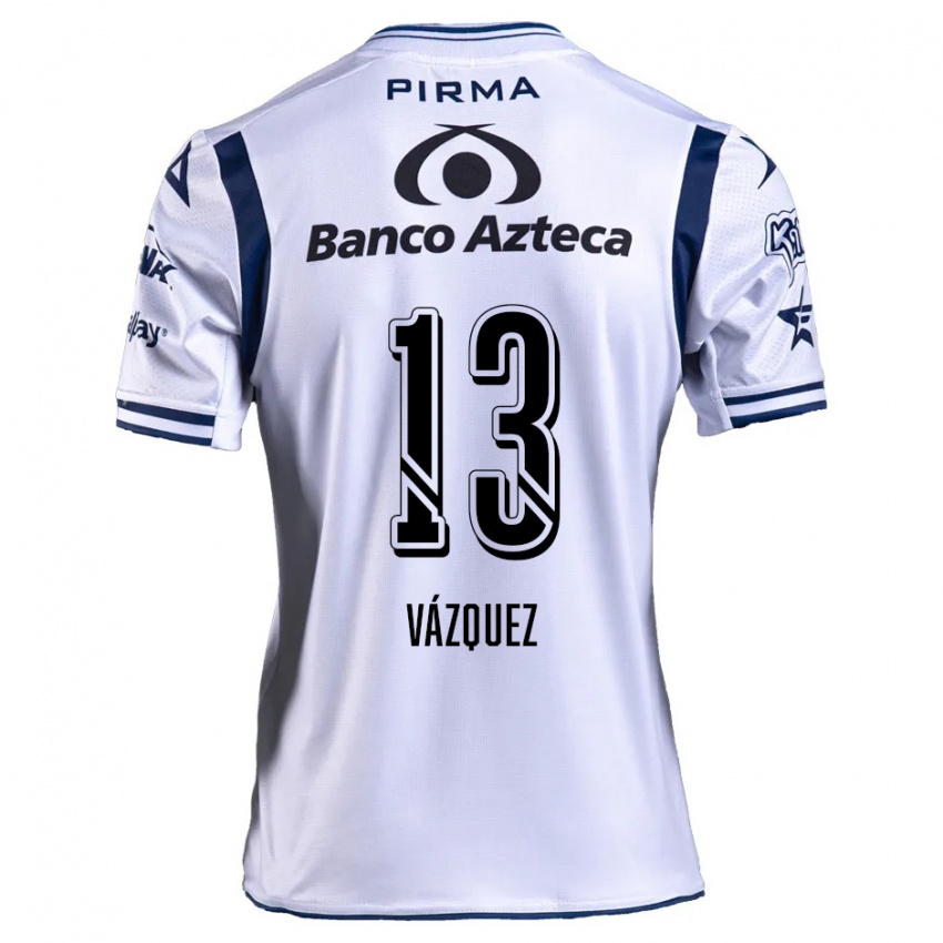 Niño Camiseta Ivo Vázquez #13 Blanco Azul Marino 1ª Equipación 2024/25 La Camisa