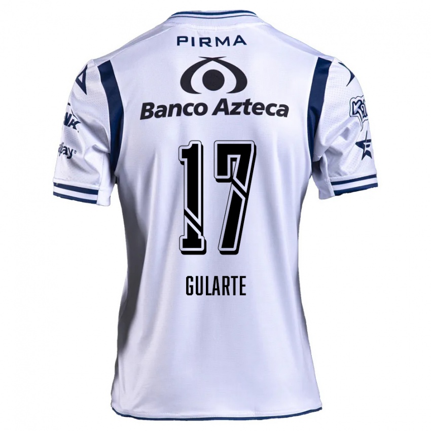 Niño Camiseta Emanuel Gularte #17 Blanco Azul Marino 1ª Equipación 2024/25 La Camisa