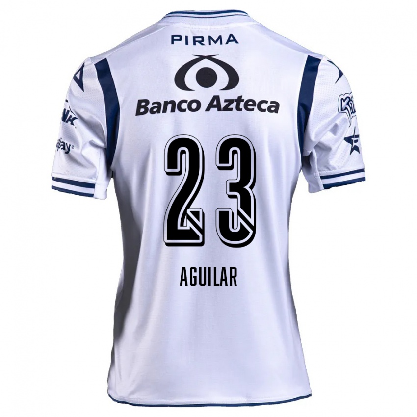 Niño Camiseta Daniel Aguilar #23 Blanco Azul Marino 1ª Equipación 2024/25 La Camisa