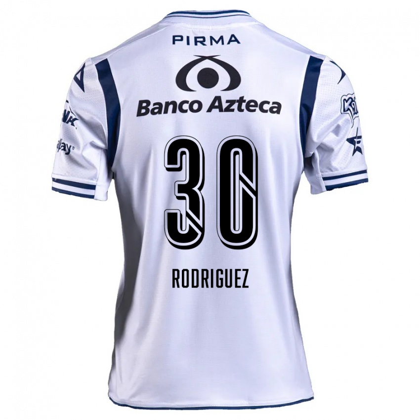 Niño Camiseta Jesús Rodríguez #30 Blanco Azul Marino 1ª Equipación 2024/25 La Camisa