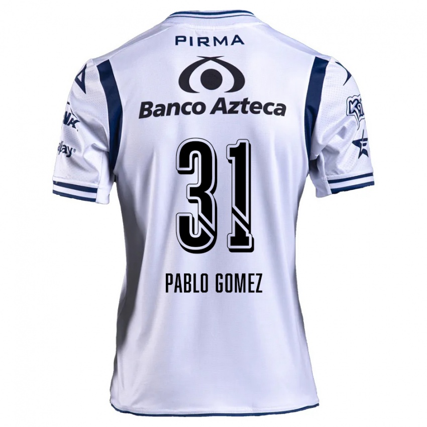 Niño Camiseta Juan Pablo Gómez #31 Blanco Azul Marino 1ª Equipación 2024/25 La Camisa