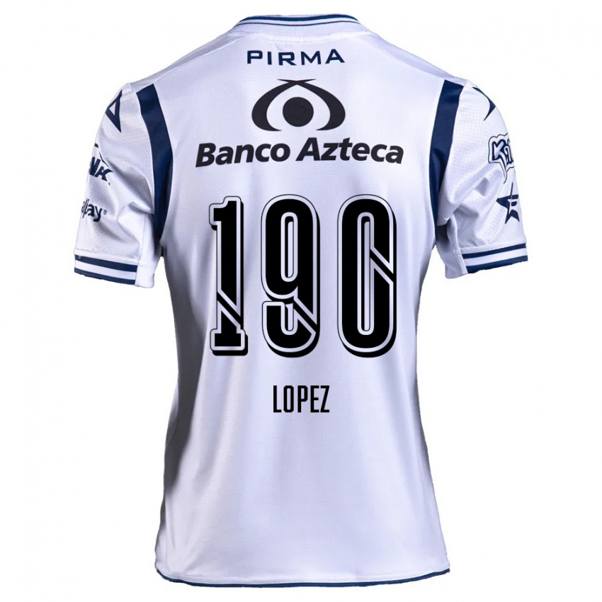 Niño Camiseta Josué López #190 Blanco Azul Marino 1ª Equipación 2024/25 La Camisa