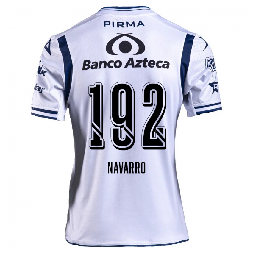 Niño Camiseta Eduardo Navarro #192 Blanco Azul Marino 1ª Equipación 2024/25 La Camisa