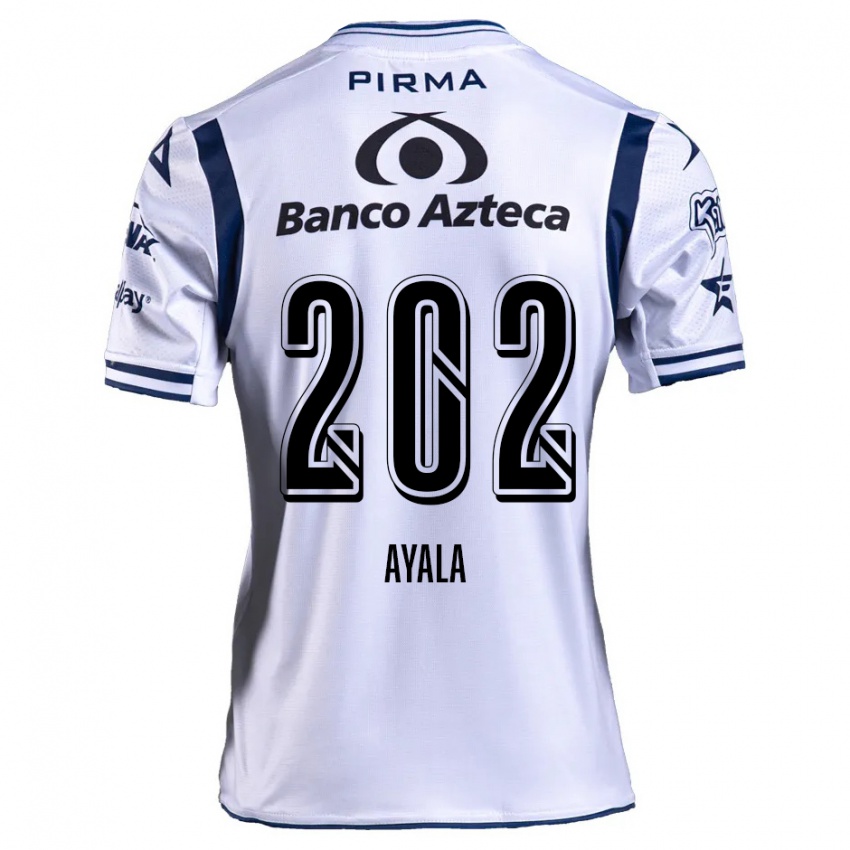 Niño Camiseta Diego Ayala #202 Blanco Azul Marino 1ª Equipación 2024/25 La Camisa