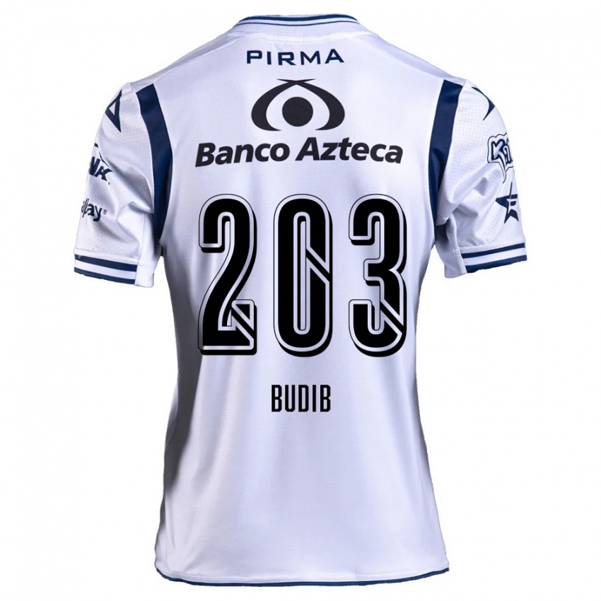 Niño Camiseta Pedro Budib #203 Blanco Azul Marino 1ª Equipación 2024/25 La Camisa