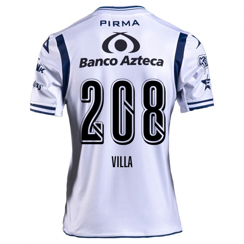 Niño Camiseta Patrick Villa #208 Blanco Azul Marino 1ª Equipación 2024/25 La Camisa