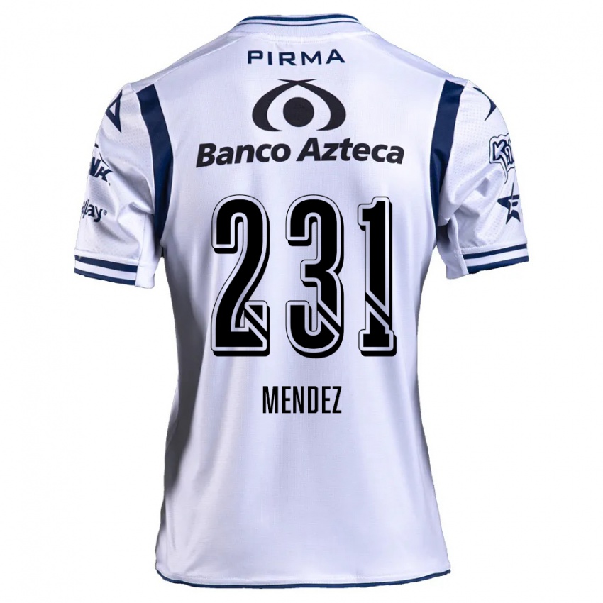 Niño Camiseta Alejandro Méndez #231 Blanco Azul Marino 1ª Equipación 2024/25 La Camisa