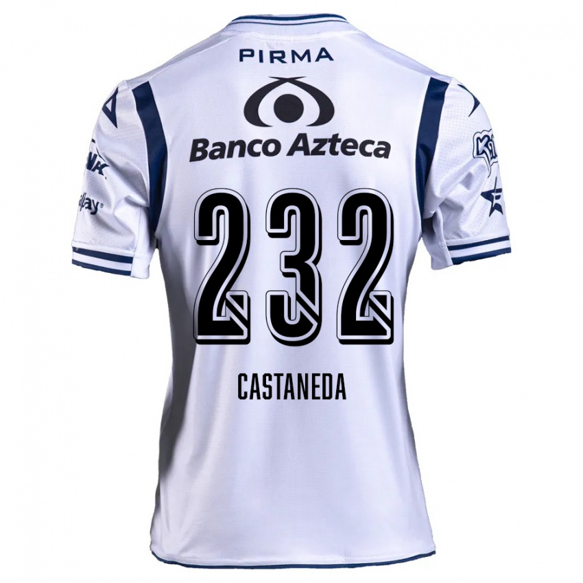 Niño Camiseta Ángel Castañeda #232 Blanco Azul Marino 1ª Equipación 2024/25 La Camisa