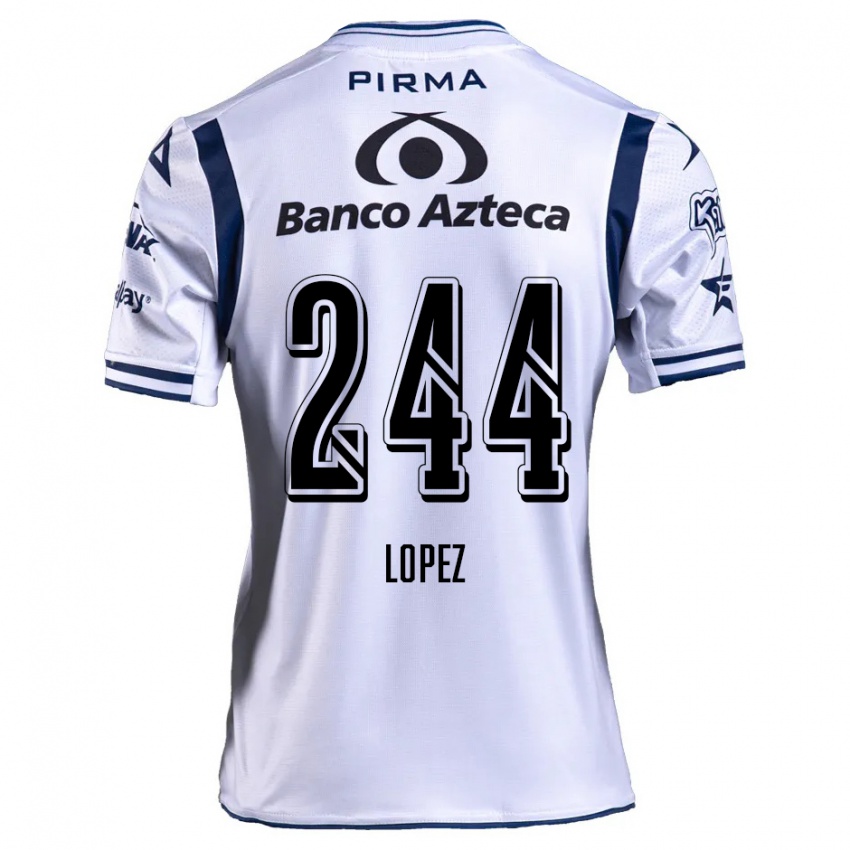 Niño Camiseta Daniel López #244 Blanco Azul Marino 1ª Equipación 2024/25 La Camisa