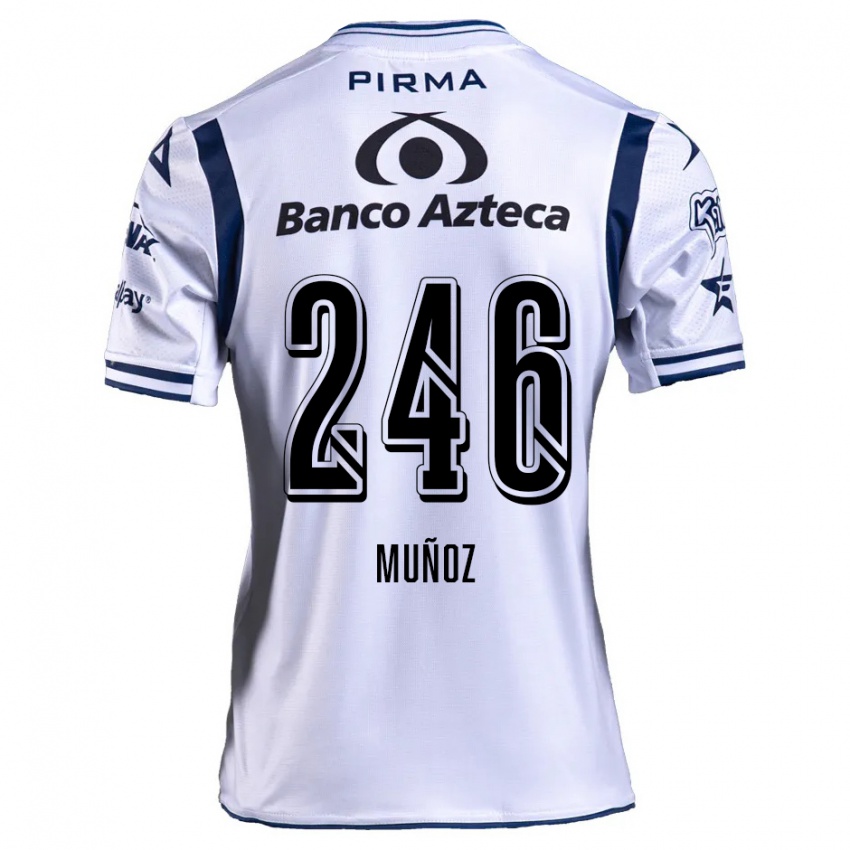 Niño Camiseta Zamier Muñoz #246 Blanco Azul Marino 1ª Equipación 2024/25 La Camisa