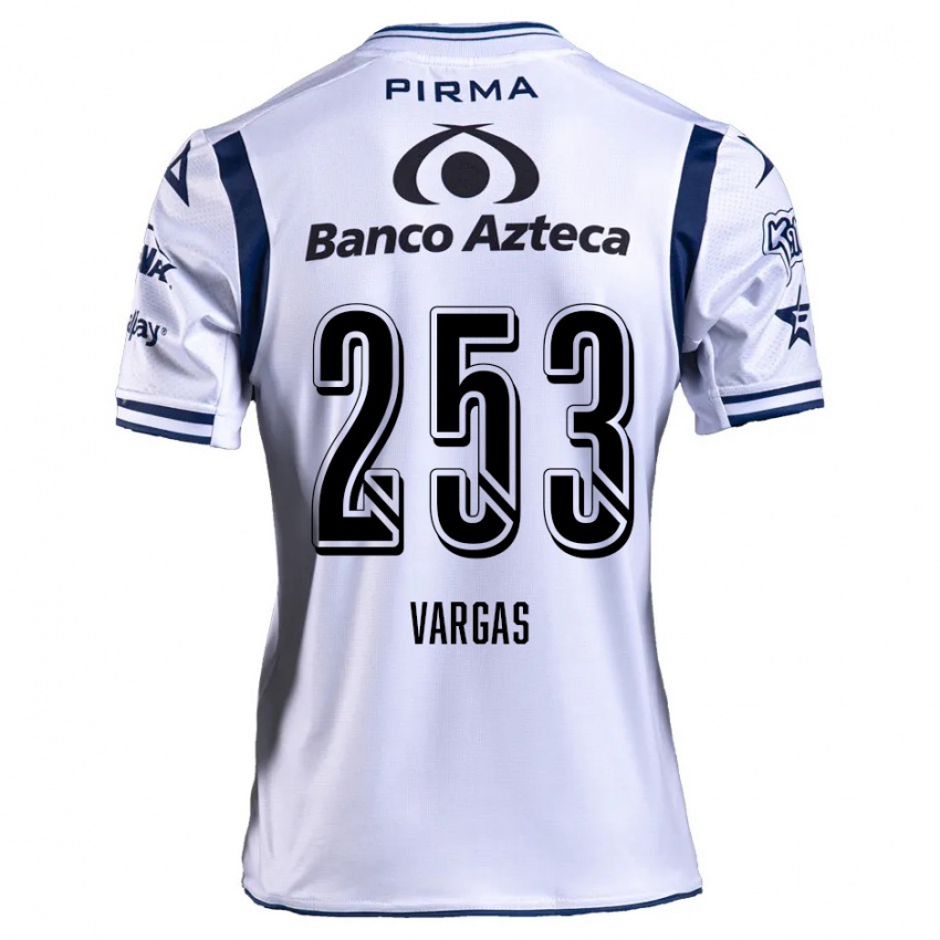 Niño Camiseta Edwin Vargas #253 Blanco Azul Marino 1ª Equipación 2024/25 La Camisa