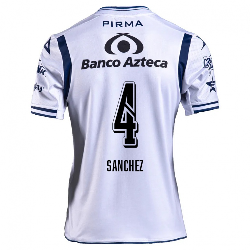 Niño Camiseta Liliana Sánchez #4 Blanco Azul Marino 1ª Equipación 2024/25 La Camisa