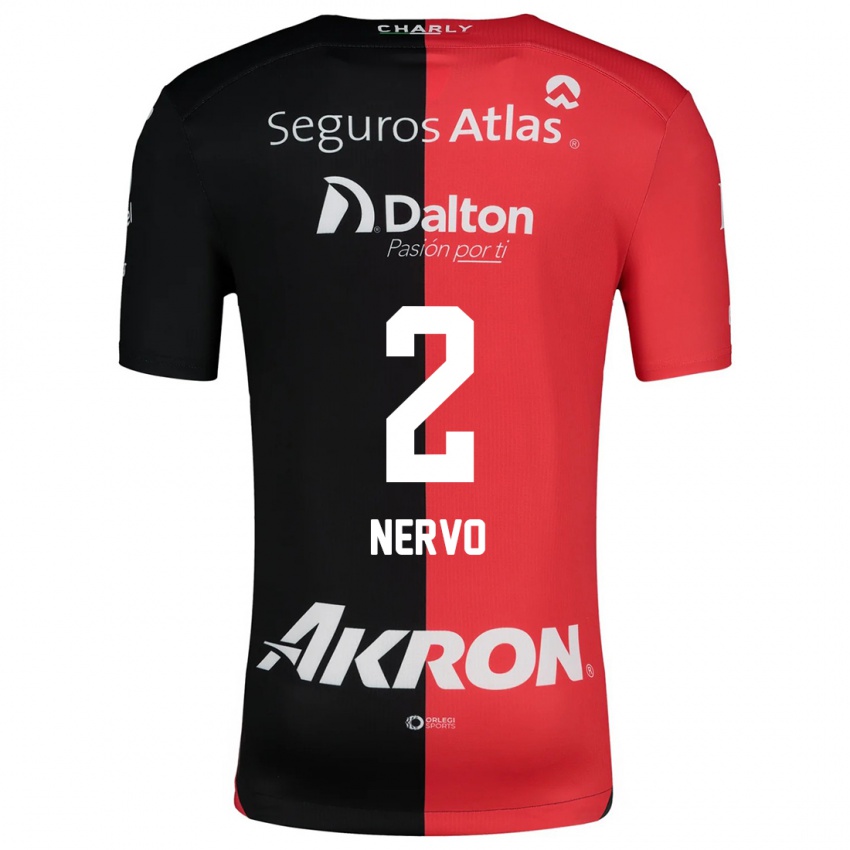 Niño Camiseta Hugo Nervo #2 Negro Rojo 1ª Equipación 2024/25 La Camisa