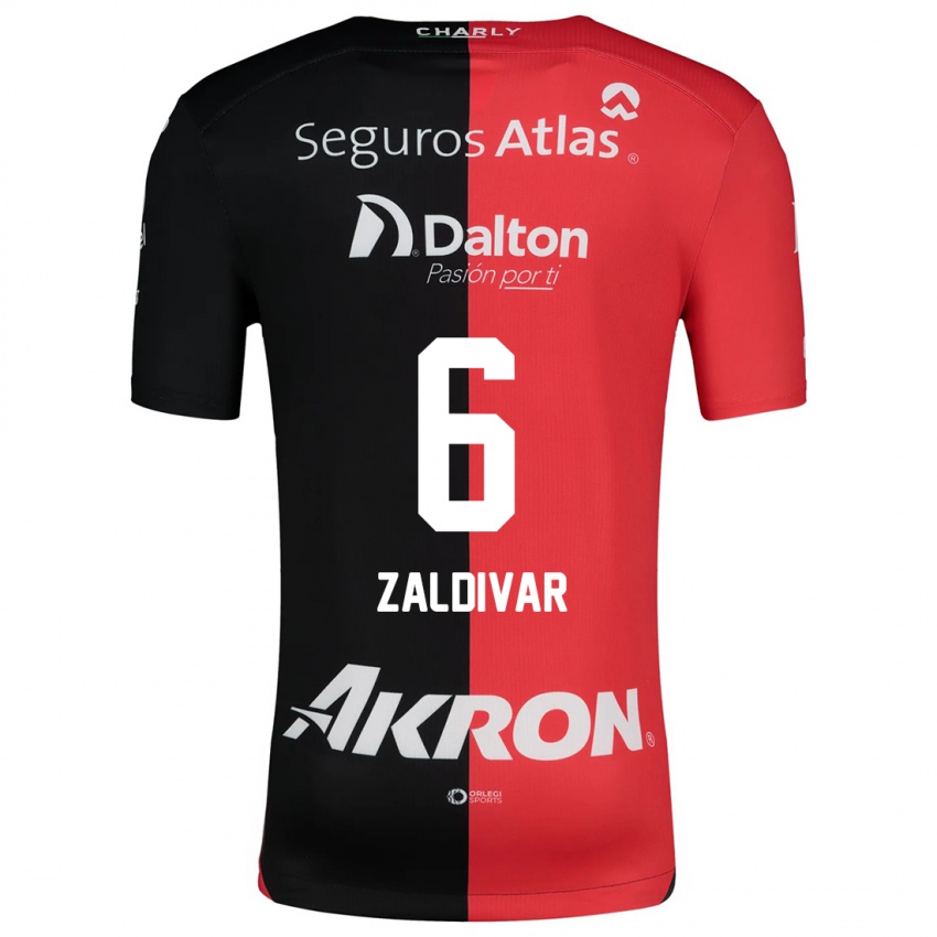 Niño Camiseta Édgar Zaldívar #6 Negro Rojo 1ª Equipación 2024/25 La Camisa