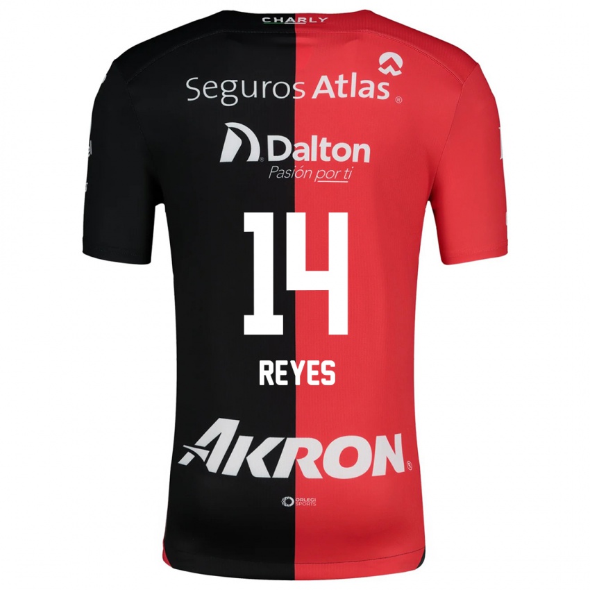 Niño Camiseta Luis Reyes #14 Negro Rojo 1ª Equipación 2024/25 La Camisa