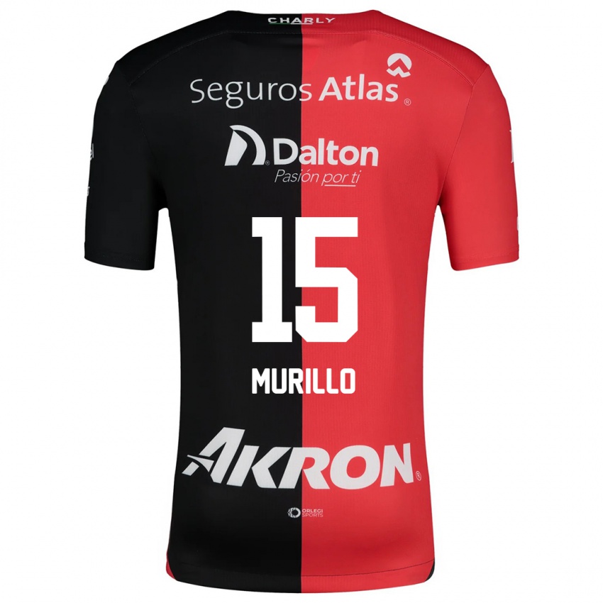 Niño Camiseta Jhon Murillo #15 Negro Rojo 1ª Equipación 2024/25 La Camisa