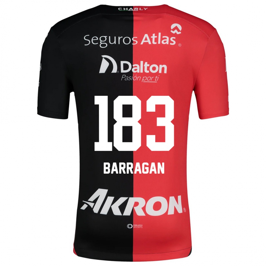 Niño Camiseta Roberto Barragán #183 Negro Rojo 1ª Equipación 2024/25 La Camisa