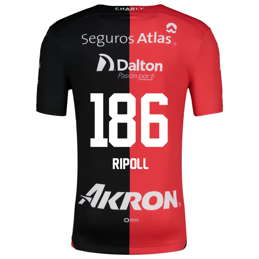 Niño Camiseta Alonso Ripoll #186 Negro Rojo 1ª Equipación 2024/25 La Camisa