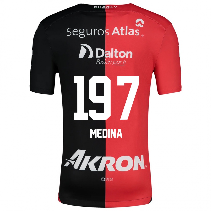 Niño Camiseta Héctor Medina #197 Negro Rojo 1ª Equipación 2024/25 La Camisa