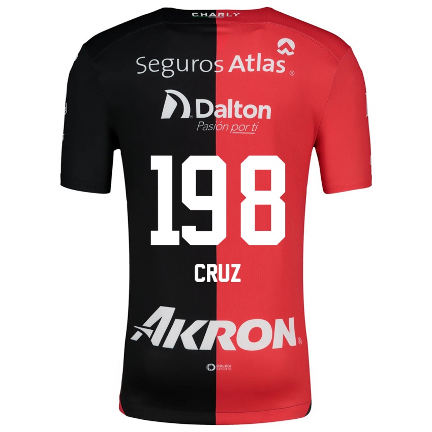 Niño Camiseta Carlos Cruz #198 Negro Rojo 1ª Equipación 2024/25 La Camisa