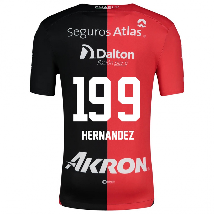 Niño Camiseta Sergio Hernández #199 Negro Rojo 1ª Equipación 2024/25 La Camisa