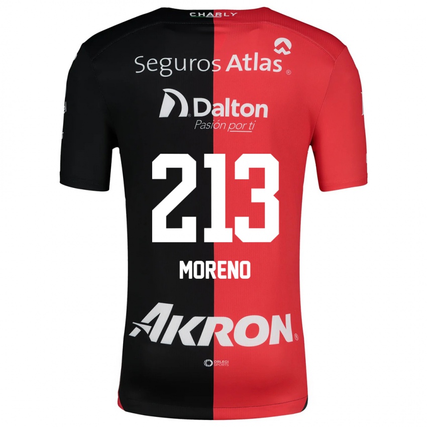 Niño Camiseta Eduardo Moreno #213 Negro Rojo 1ª Equipación 2024/25 La Camisa