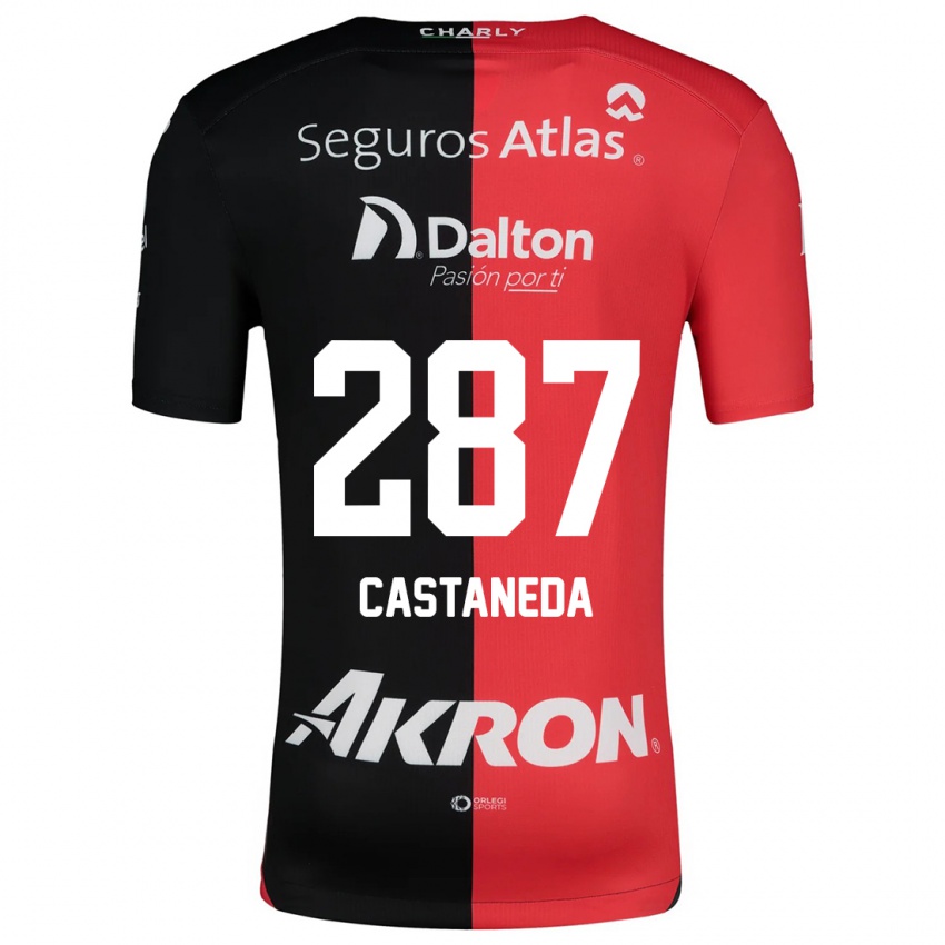 Niño Camiseta Mariano Castañeda #287 Negro Rojo 1ª Equipación 2024/25 La Camisa