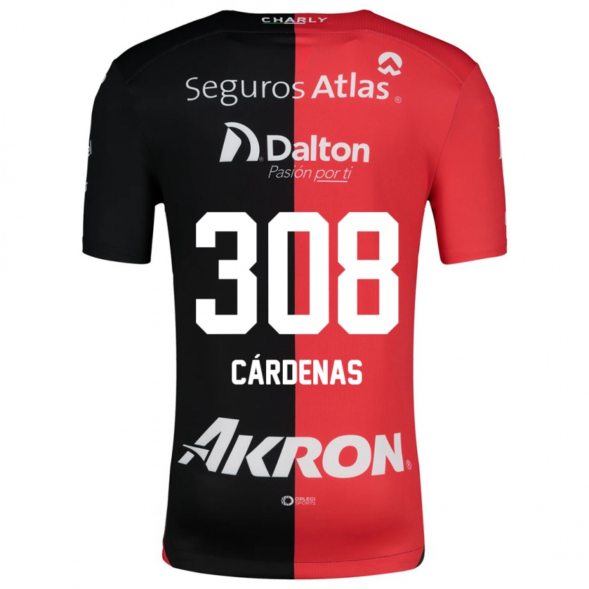 Niño Camiseta Rodrigo Cárdenas #308 Negro Rojo 1ª Equipación 2024/25 La Camisa