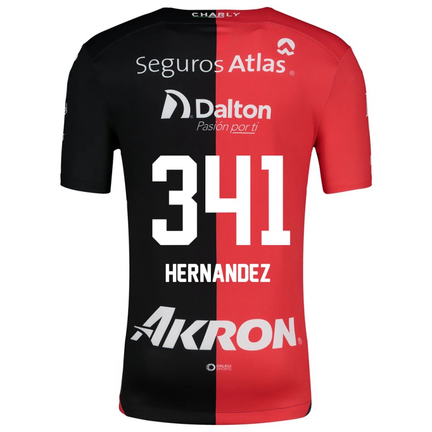 Niño Camiseta Leonardo Hernández #341 Negro Rojo 1ª Equipación 2024/25 La Camisa