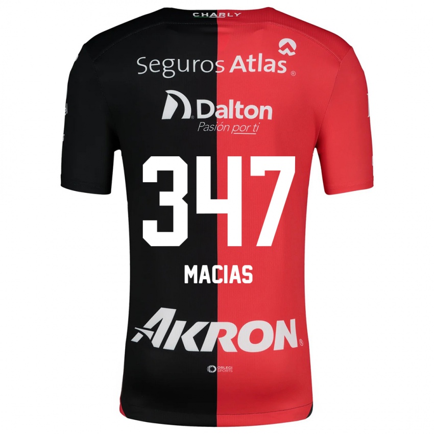 Niño Camiseta Ángel Macías #347 Negro Rojo 1ª Equipación 2024/25 La Camisa