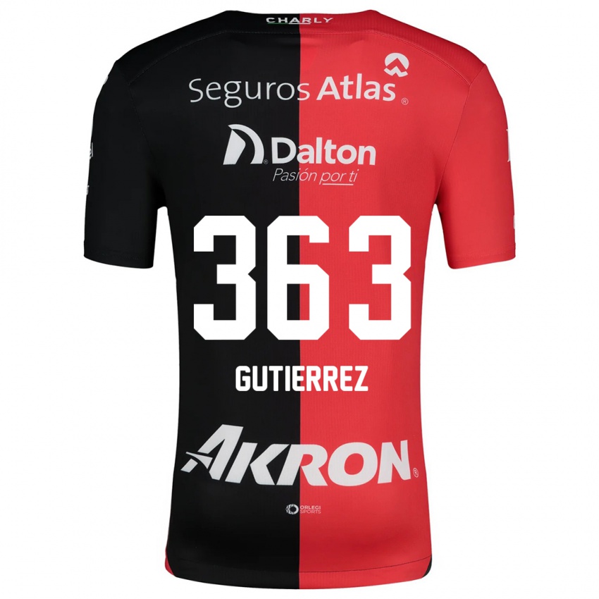 Niño Camiseta Orlando Gutiérrez #363 Negro Rojo 1ª Equipación 2024/25 La Camisa