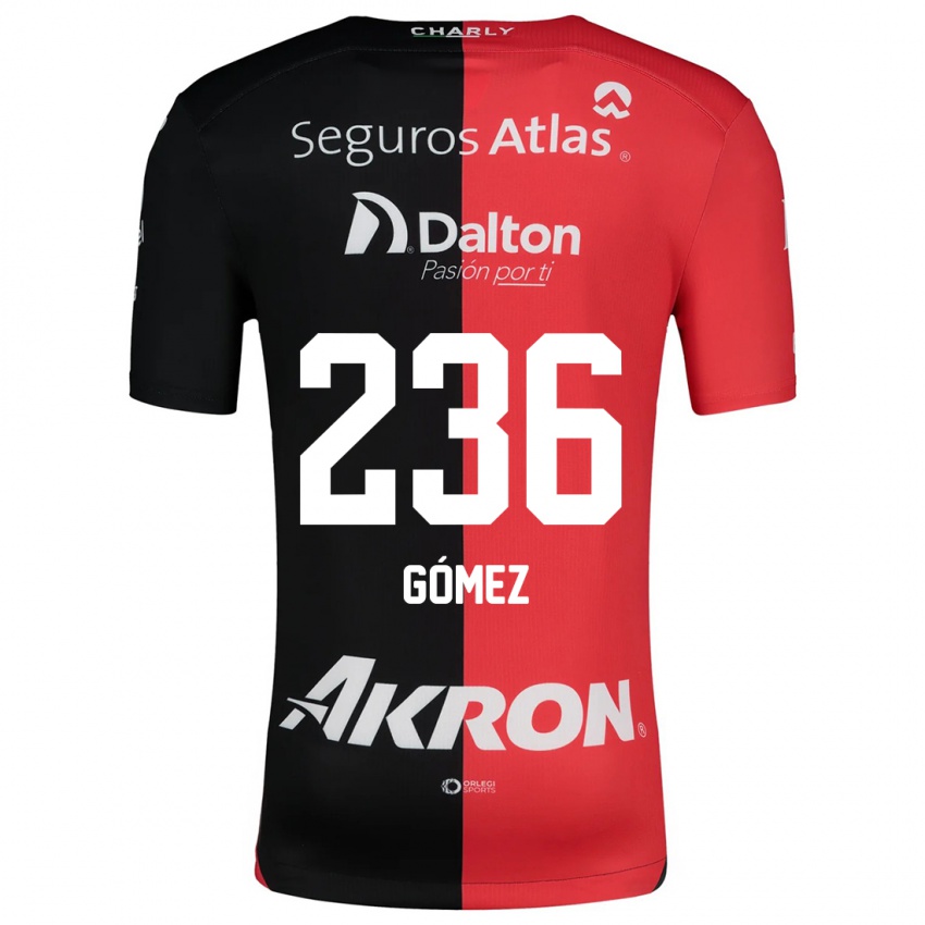 Niño Camiseta José Gómez #236 Negro Rojo 1ª Equipación 2024/25 La Camisa