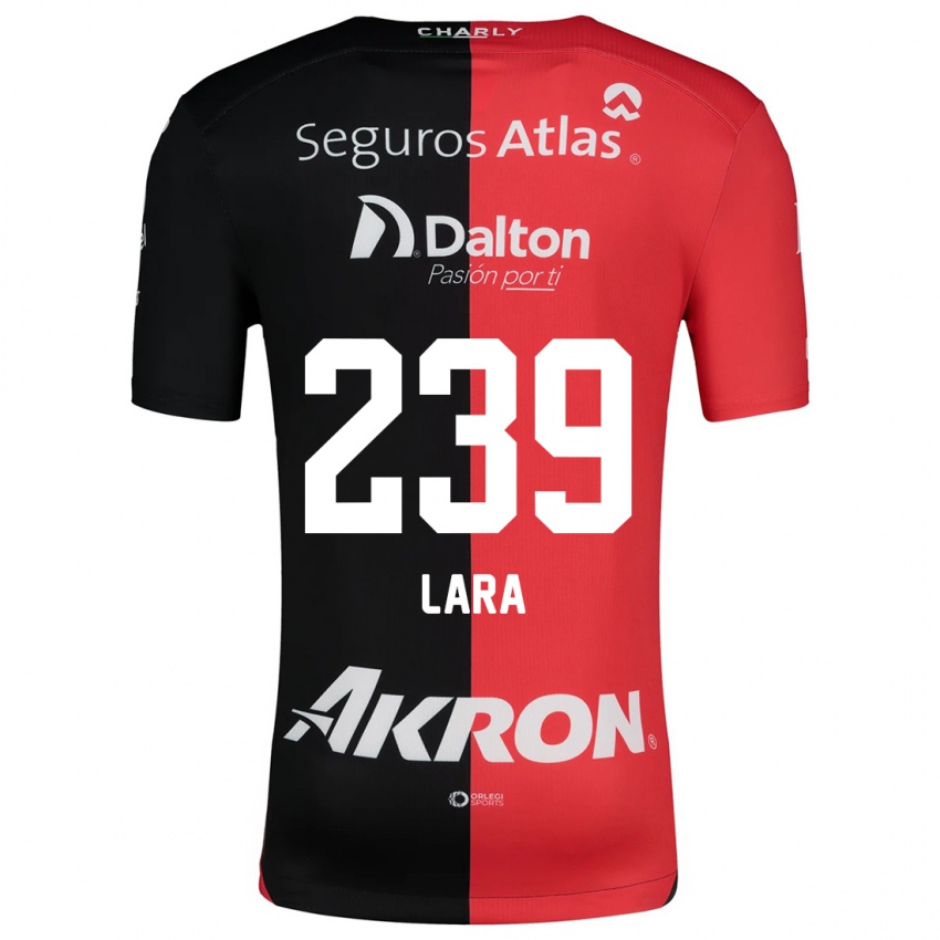 Niño Camiseta Guadalupe Lara #239 Negro Rojo 1ª Equipación 2024/25 La Camisa