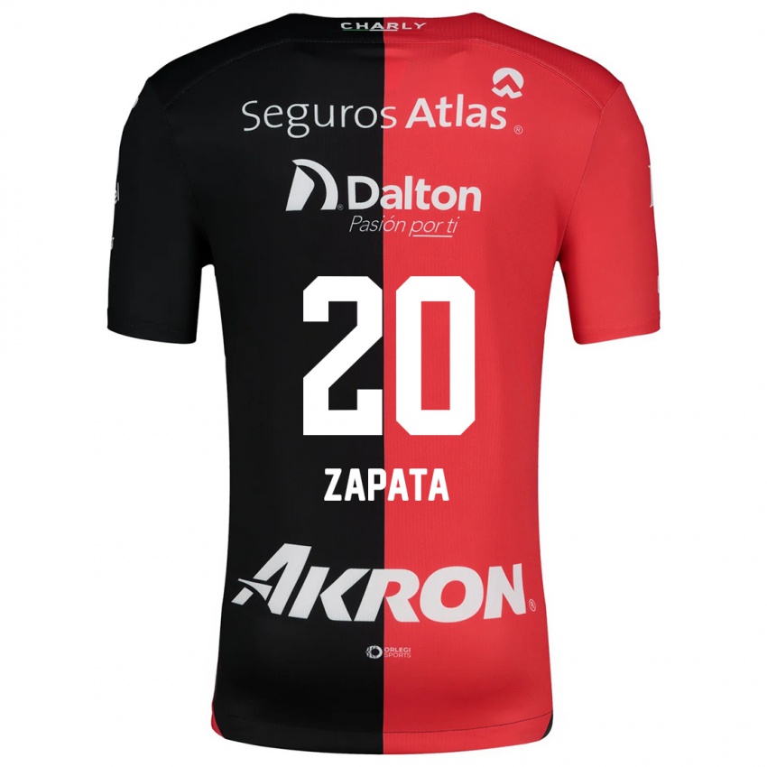 Niño Camiseta Juan Zapata #20 Negro Rojo 1ª Equipación 2024/25 La Camisa